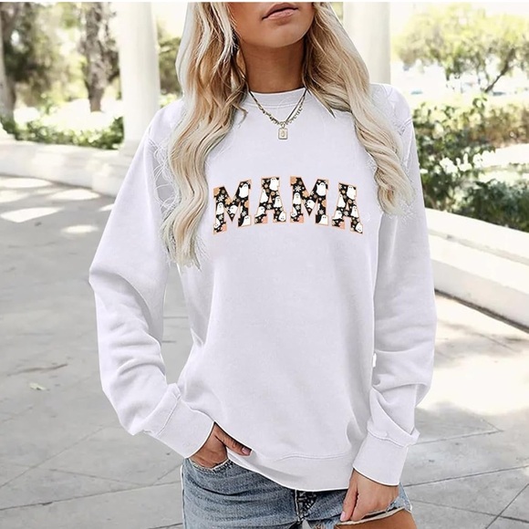 Sweaters - White 'MAMA' Graphic Sweatshirt